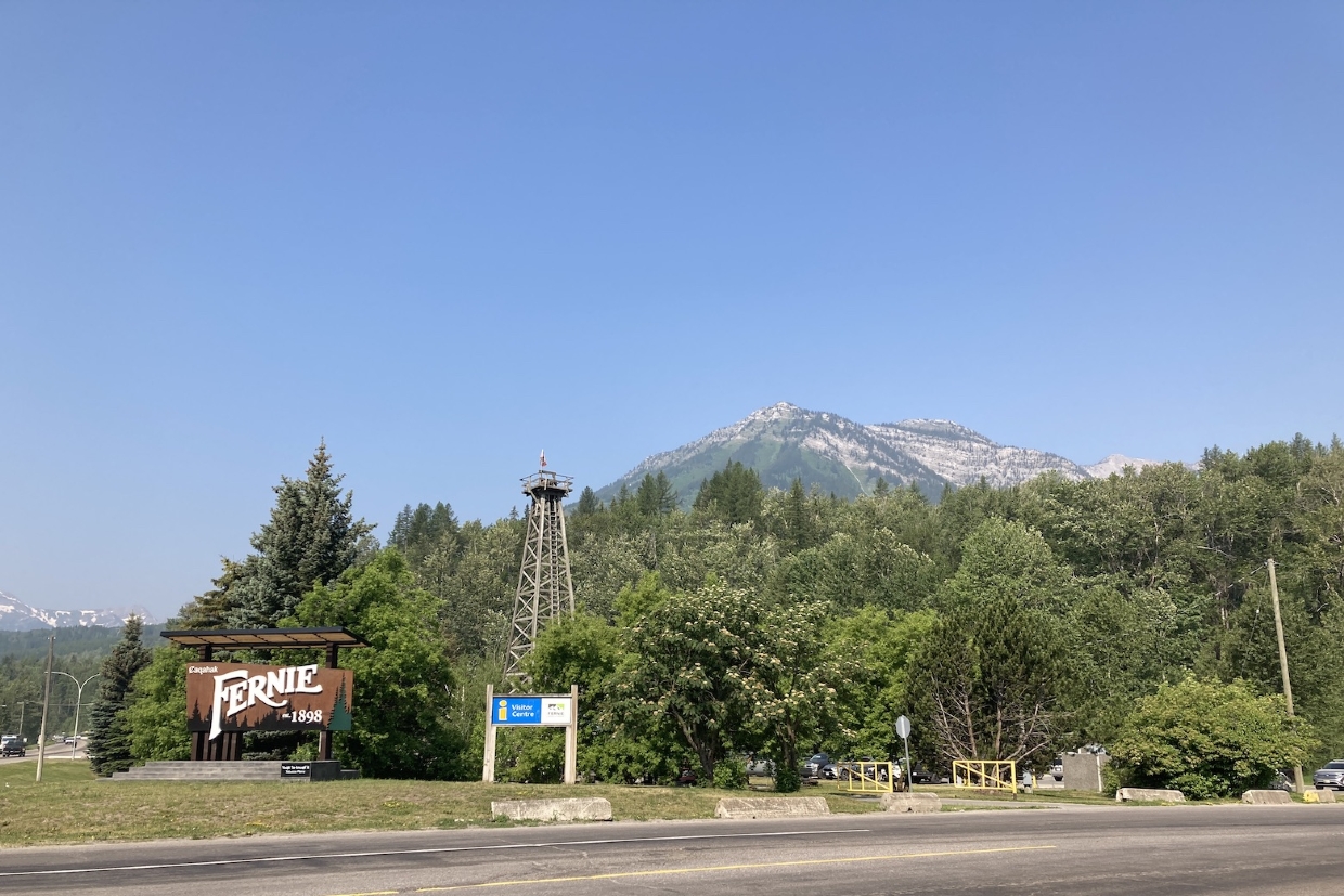 The Welcome to Fernie sign, looking West. 10am, Wednesday, June 11th, 2025.