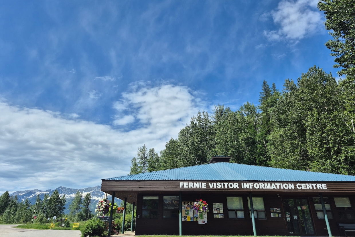 Fernie Visitor Information Centre looking West. 10.35am, Friday, June 13th, 2025.