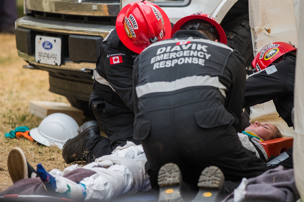 Live actors used for realistic simulated scenarios in the Mine Rescue Competition