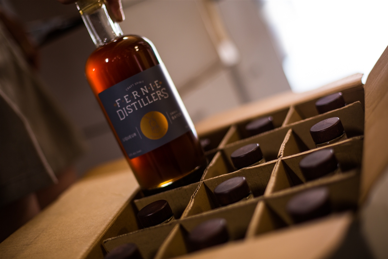 Bottling and packaging the latest batch of spirits