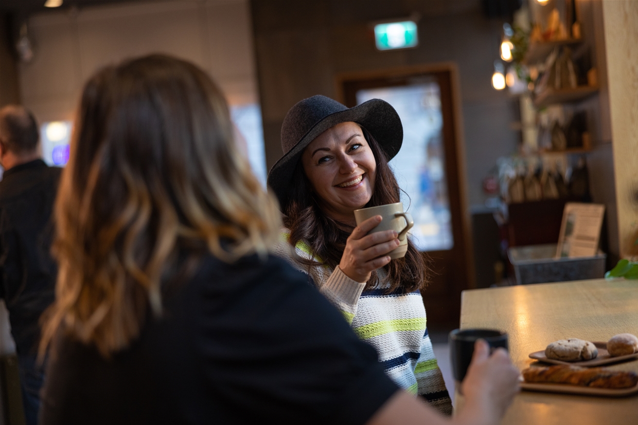 Sit in and catch up with friends over a latte