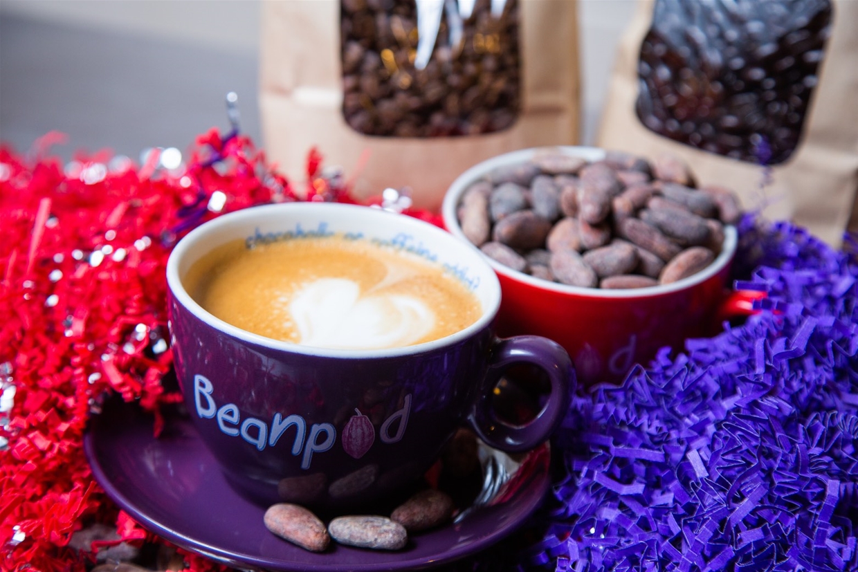 Cacao and coffee beans roasted in-house