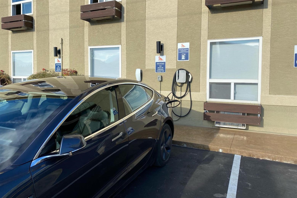 Complimentary vehicle charging for guests at the Fernie Fox Hotel