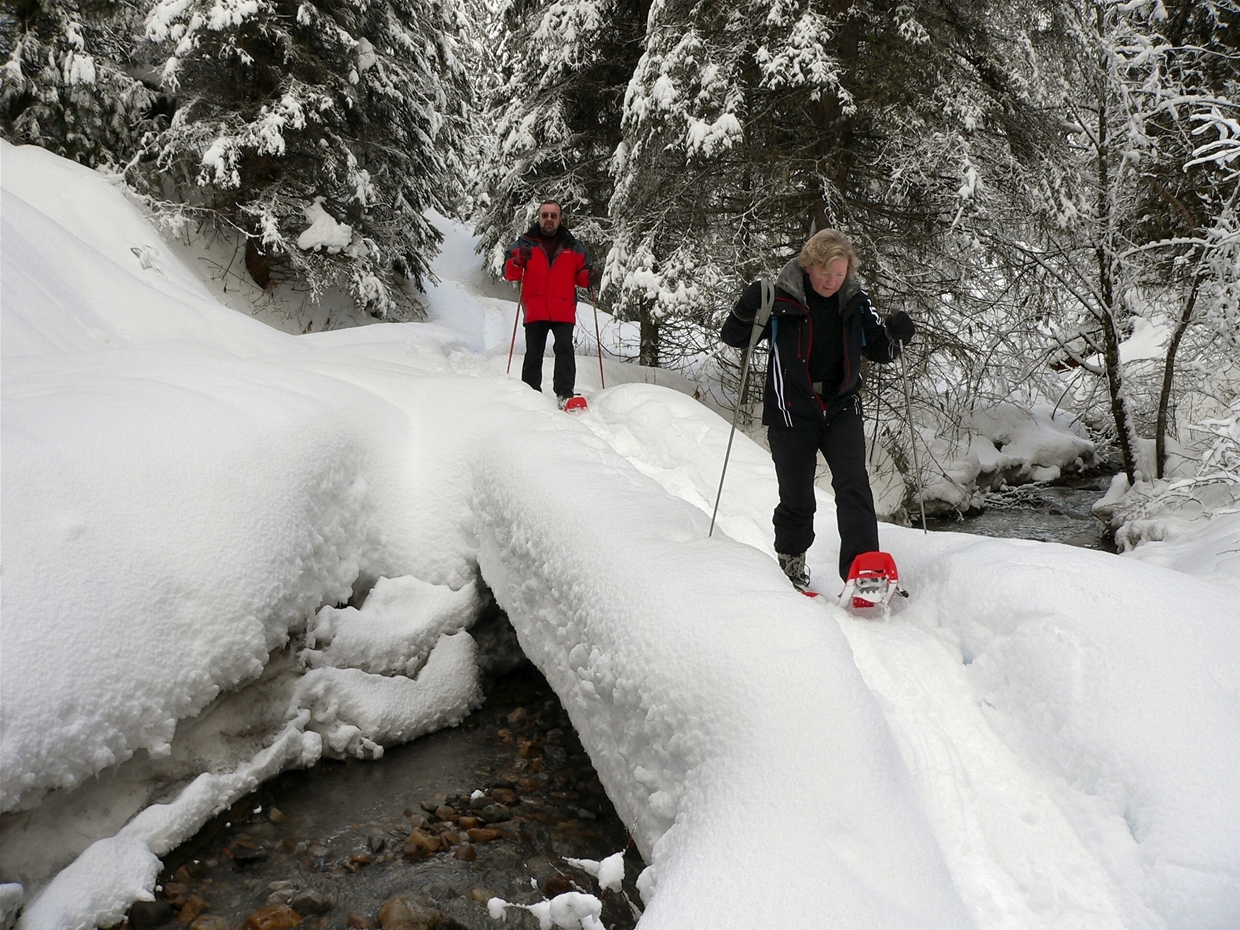 Beautiful snowshoeing around Island Lake Lodge Resort 